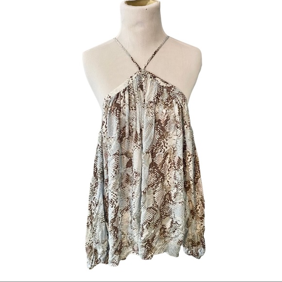 Olivaceous Snakeskin Off-the-Shoulder Halter Top Size Large - Picture 3 of 12